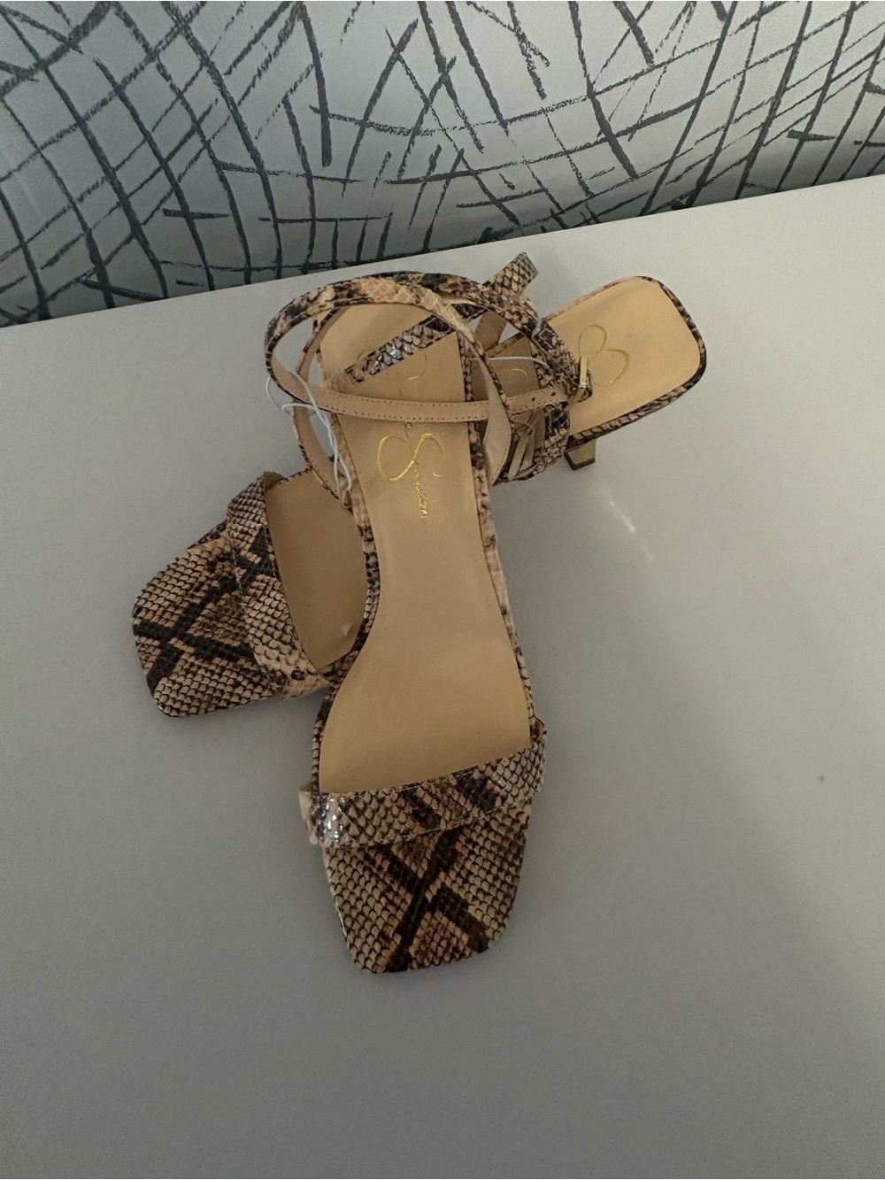 Jessica Simpson Neutral Snake-Print Ankle-Strap Sandals - Picture 2 of 10